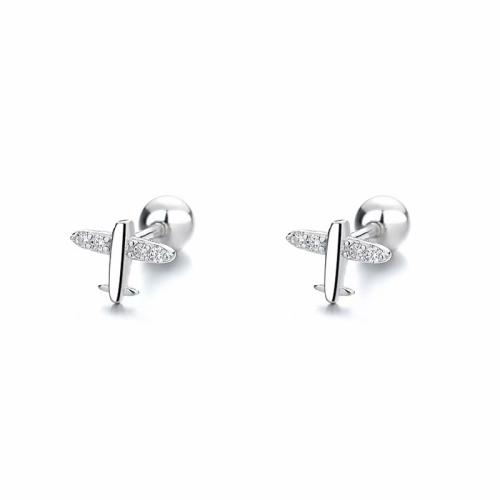 Sterling silver high-end airplane stud earrings for kids