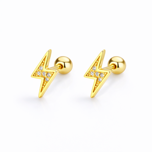 Sterling silver lightning cz earring studs