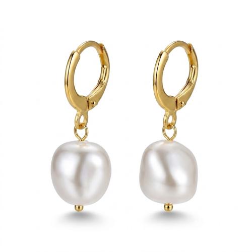 Sterling silver natural baroque pearl dangle drop earrings - 副本