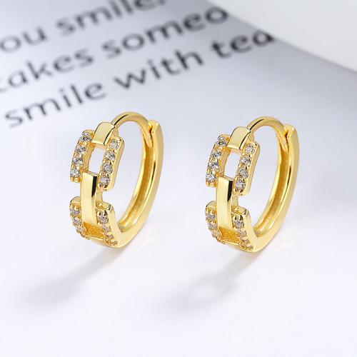 Stunning Paper clip pave cz link hoop earring in 18K Gold over sterling