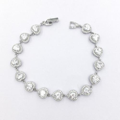 Tear shape white cubic zircon sterling silver lady bracelets