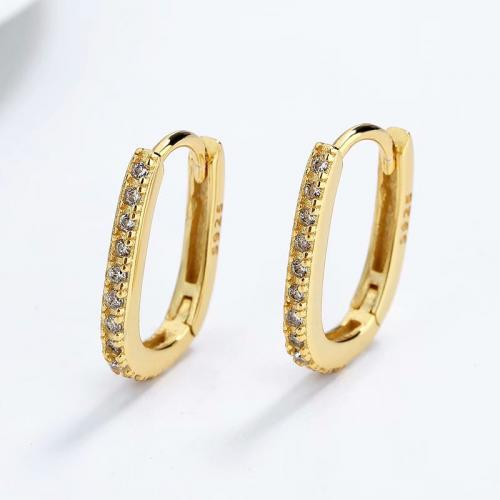 Trendy Cubic zirconia pave rectangular shape huggie hoop earring