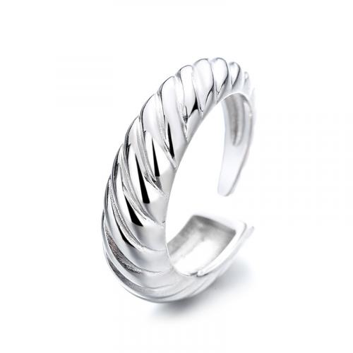 Trendy sterling silver chunky texture open finger lady ring