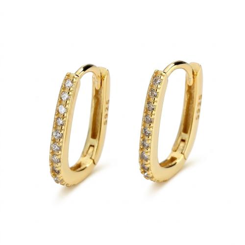 Trendy Cubic zirconia pave rectangular shape huggie hoop earring