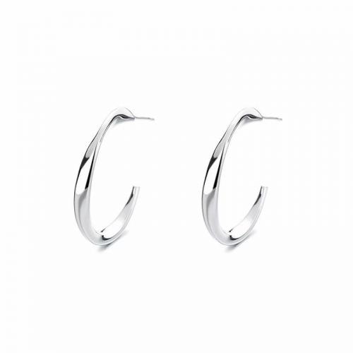 White gold plated sterling silver simple classic thin hoop earrings for girl
