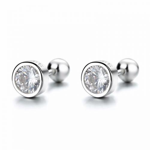 Wholesale classic sterling silver bezel setting clear cz stud earring for man