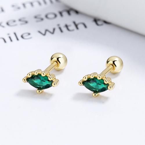 Wholesale sterling silver emerald cz eye earrings for toddler kids