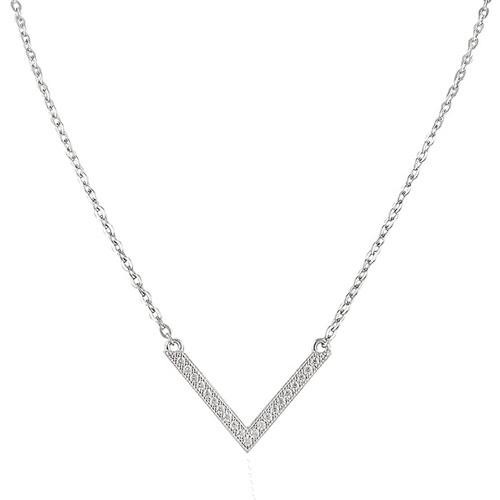 Women Girl Unique Sterling Silver V Shape Choker Necklace