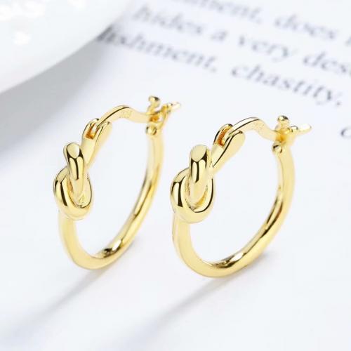 Women's Knot small hoop earrings made of 925 sterling silver - 副本