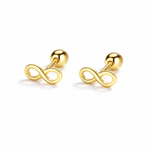High quality sterling silver baby girl infinity bow studs earring