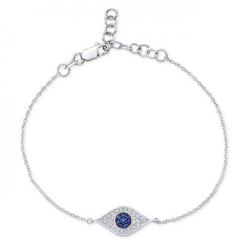 blue sapphire mixed white CZ sterling silver turkish evil eye charms bracelets