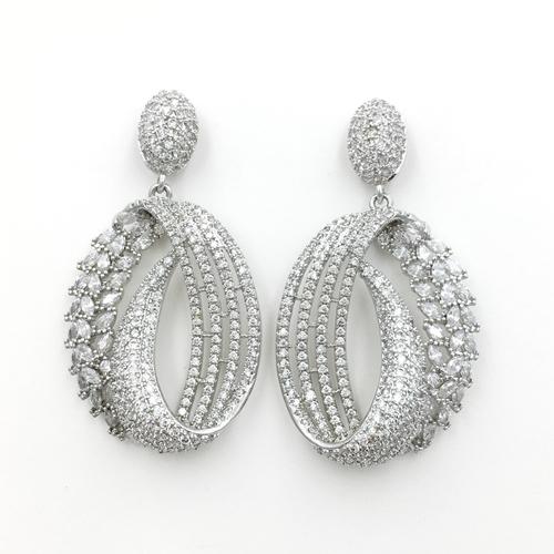 bohemian boho hollow sterling silver cz bridal earrings