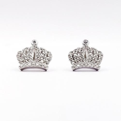 classic sterling silver crown cz stud earrings