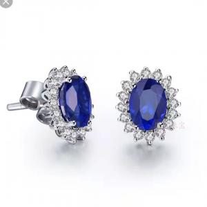elegant 925 sterling silver sapphire cz stud earring