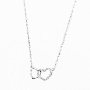 fashion sterling silver heart necklace with white cz