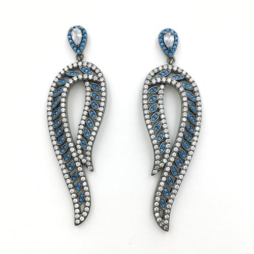 fashion sterling silver turkish turquoise cz dangling earrings