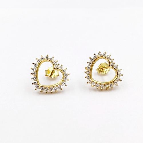 gold plating heart sterling silver post stud earring for woman