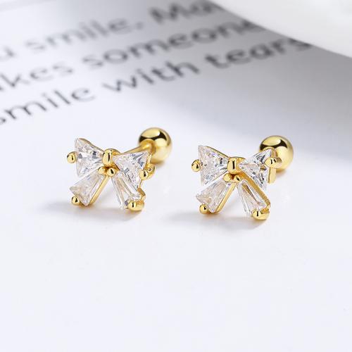 Hypoallergenic kids cubic zirconia bow studs earring