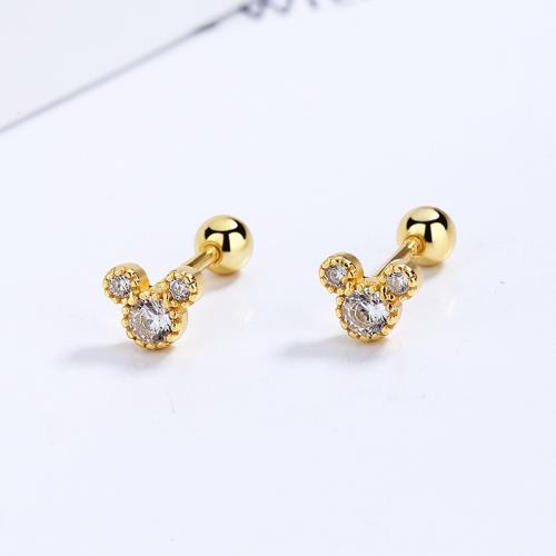 Sterling silver mickey mouse sparkling CZ studs earring