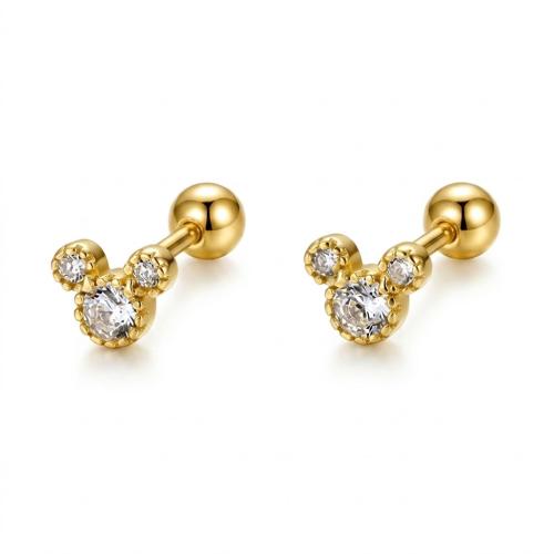 Sterling silver mickey mouse sparkling CZ studs earring