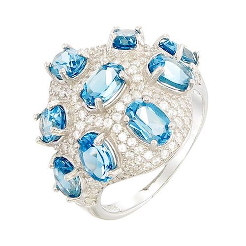 oval cutting light blue rubic zirconia sterling silver cocktail lady ring