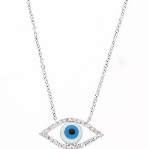 sterling silver blue color evil eye charm lady necklaces