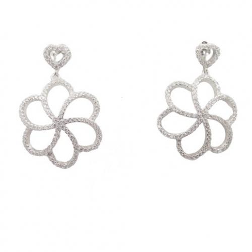 fashion sterling silver flower cocktail earring with micro pave setting