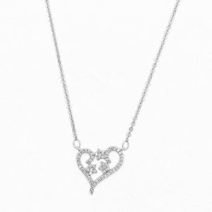 sterling silver heart shape Cubic Zirconia necklace