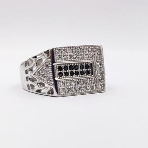 sterling silver men's pave setting cz ring 