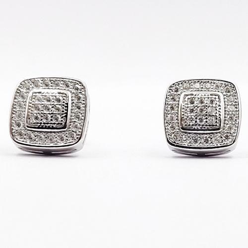 sterling silver pave cz post earrings
