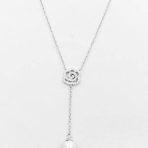 sterling silver rose flower pearl necklaces for girl
