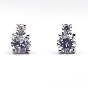 sterling silver sparkling round cz studs earring 