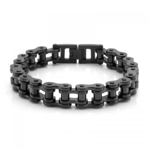 thick black metal bike chain bracelet for rock hiphop man