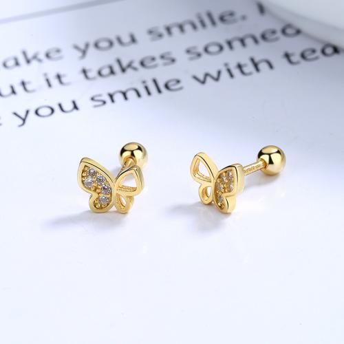 18k gold plated tiny butterfly stud earrings for children