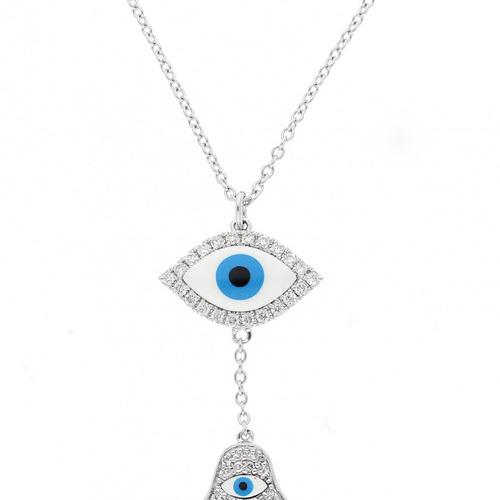 wholesale sterling silver evil eye Hamsa hand charm necklaces 