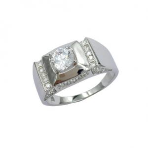 wholesale sterling silver men's ring with Cubic Zirconia