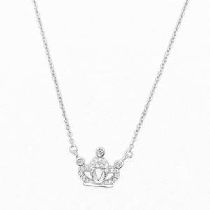 women's silver crown charm necklace